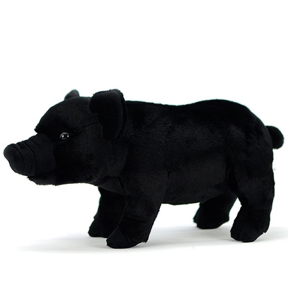FRANKIEZHOU Lifelike Pig Stuffed Animal-Black 13.78",Stuffed Pig Toys for Kids,Girl Toys,Gifts for Kids,Home Decor,Hugging Toy