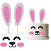 Crseniny Happy Birthday Cake Topper,Bunny Ears Set Cake Decorations,Rabbit Birthday Cake Topper, Baby Shower,Birthday Party Easter Party Decoration Supplies (Bunny Ears) view 1