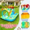 WELLFUNTIME Inflatable Water Double Slides Park with Blower, Bouncy Castle with Rainbow Water Curtain, with Shooting and Rock Climbing view 2