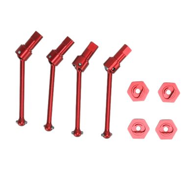 VGEBY Front Rear Drive Shaft, Aluminum Alloy Driveshaft CVD for 1/18 RC Car (Red)