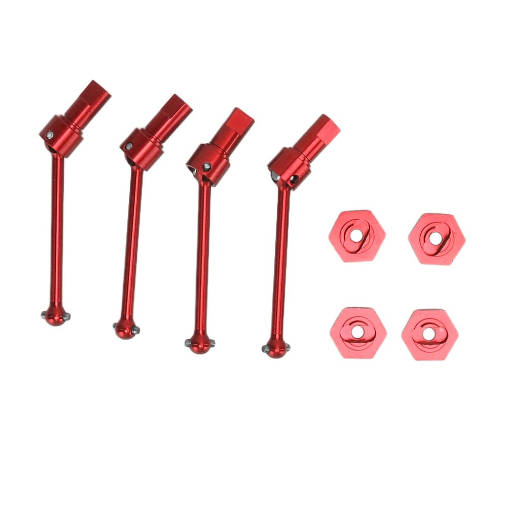 VGEBY Front Rear Drive Shaft, Aluminum Alloy Driveshaft CVD for 1/18 RC Car (Red)