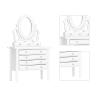 1:12 Scale Dollhouse Toilet Table, Elegant Makeup Miniature Dressing Table with Mirror (White) view 1