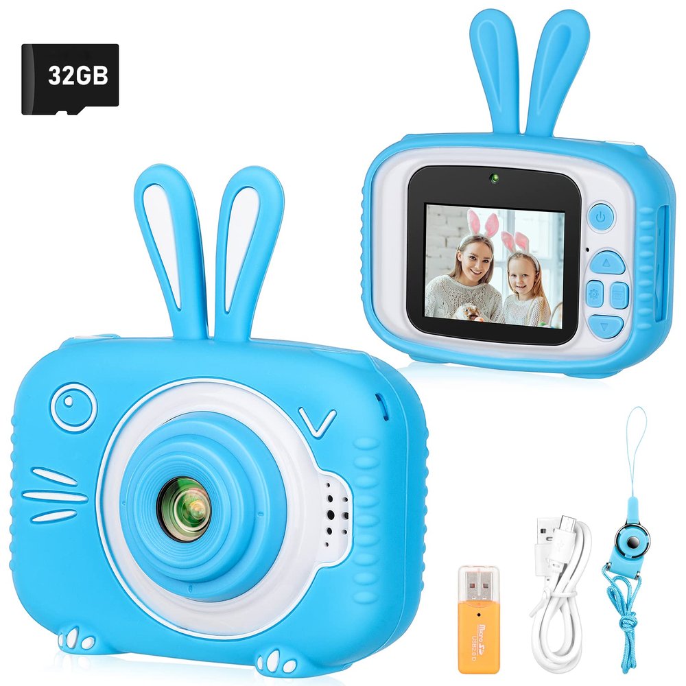 Vasttron Kids Camera for Girls Boys 3-12 Years Old Selfie Children Camera Infant Toys Bunny 1080P HD Digital Video Camera for Toddler Christmas Easter Birthday Gifts with 32GB SD Card