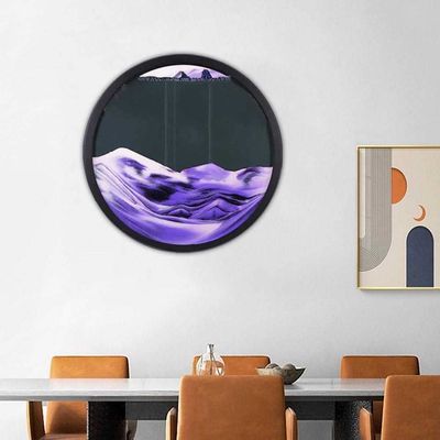 KRIDDR Dynamic Moving Sand 3D Round Glass Moving Screen Deep Sea Sand Landscape Flowing Sand Frame Moving Sand Art Picture Relaxing Desktop Ornaments
