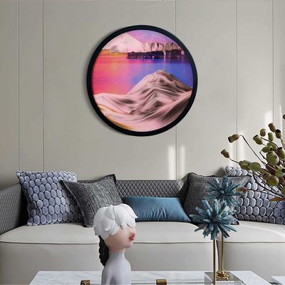 KRIDDR Round Glass Moving Sand Art Picture Round Glass 3D Deep Sea Sand Landscape Moving Screen Sand Frame Flowing Sand Adult Child Large Desktop Art Toys