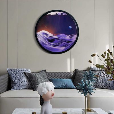 KRIDDR Round Glass Moving Sand Art Picture Round Glass 3D Deep Sea Sand Landscape Moving Screen Sand Frame Flowing Sand Adult Child Large Desktop Art Toys