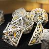 DND Dice Set Metal, Steampunk Hollow Metal D&D Dice 7 Set, Polyhedron Role Playing Dice Set for Dungeons and Dragon Game,TRPG, Role Playing Dice Games,C view 2