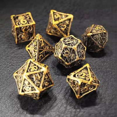 DND Dice Set Metal, Steampunk Hollow Metal D&D Dice 7 Set, Polyhedron Role Playing Dice Set for Dungeons and Dragon Game,TRPG, Role Playing Dice Games,B
