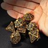 DND Dice Set Metal, Steampunk Hollow Metal D&D Dice 7 Set, Polyhedron Role Playing Dice Set for Dungeons and Dragon Game,TRPG, Role Playing Dice Games,B view 2