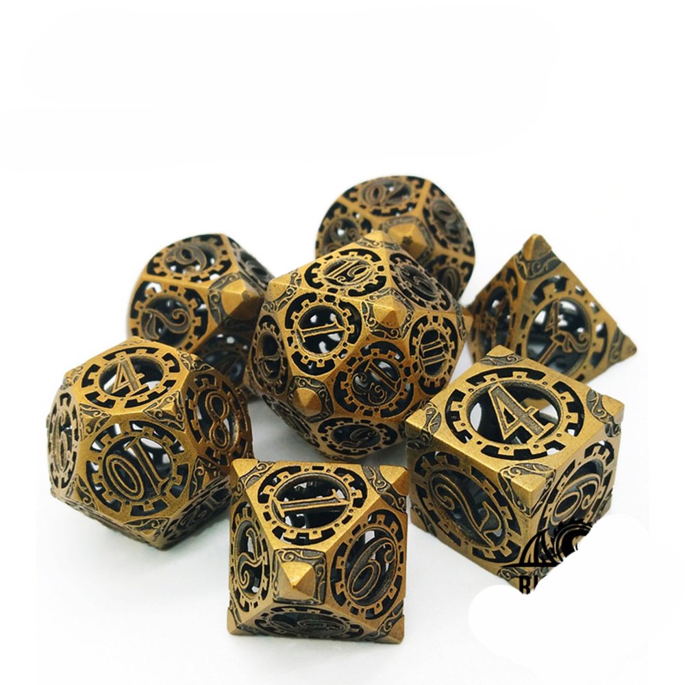 DND Dice Set Metal, Steampunk Hollow Metal D&D Dice 7 Set, Polyhedron Role Playing Dice Set for Dungeons and Dragon Game,TRPG, Role Playing Dice Games,D