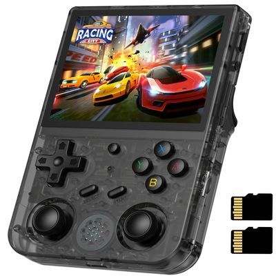 RG353VS Retro Handheld Game Console with Linux System RK3566 Chips 3.5 Inch IPS Screen with 64G TF Card 4452 Games Support 5G WiFi 4.2 Bluetooth(RG353VS-Transparent Black)