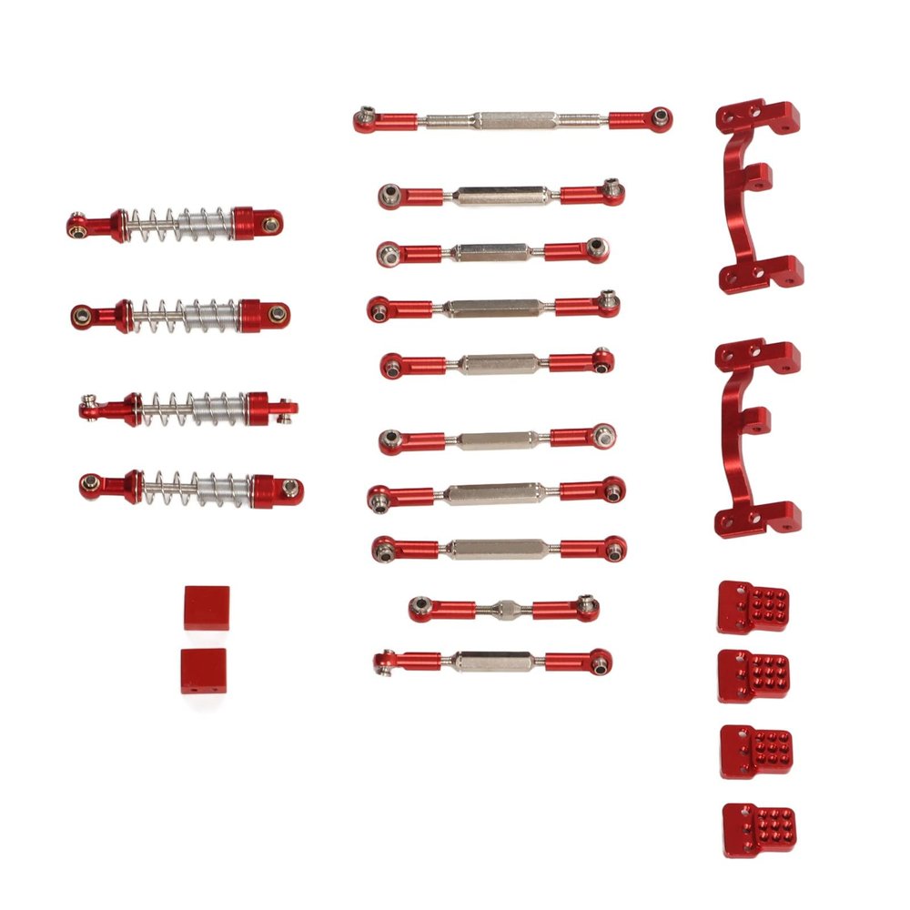 VGEBY RC Car Upgrade Spare Kit, Aluminum Alloy Shocks Absorber Pull Rod Kit for C24 C14K C24K (Red)