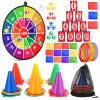 Hungdao 3 Sets Carnival Games Combo Set, Dart Board with Balls Plastic Cones Ring Bean Bags Toss Game for Boys Girls Adults Family Birthday Yard Indoor Outdoor(Classic Style) view 1