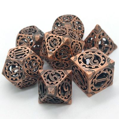DND Dice Set Metal, Steampunk Hollow Metal D&D Dice 7 Set, Polyhedron Role Playing Dice Set for Dungeons and Dragon Game,TRPG, Role Playing Dice Games,A