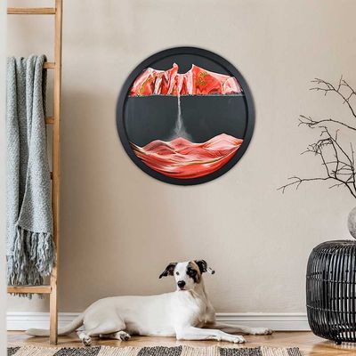KRIDDR Wall Art Sandscape Decor 360 Rotation Moving Sand 3D Relaxing Home Office Picture Round Glass Deep Sea Sandscape Moving Display Flowing Frame