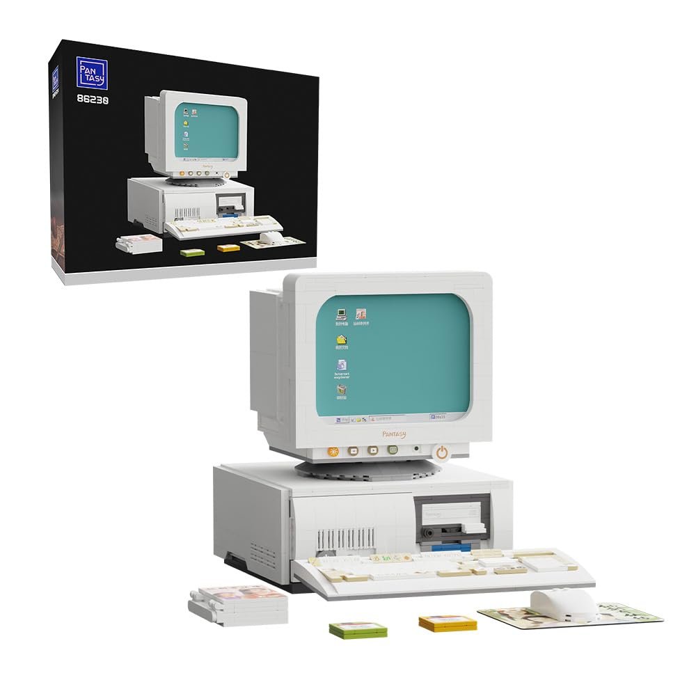 BRICKKK Retro Computer Building Blocks Set, Vintage PC Model Kit for Adults, Creative Collectible Computer Model Bricks Set, Classic Desktop Construction Kit, Perfect Display Piece for Home or Office