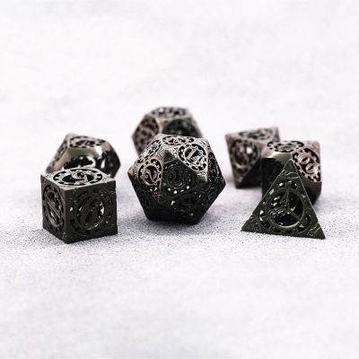 DND Dice Set Metal, Steampunk Hollow Metal D&D Dice 7 Set, Polyhedron Role Playing Dice Set for Dungeons and Dragon Game,TRPG, Role Playing Dice Games,G