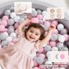 TRENDPLAY Plastic Balls for Ball Pits - Pack of 100 Hollow Balls- Safe and Exciting Playtime - Perfect for Toddler Baby Pools,Party,Festival Decoration,Pink+Grey +White view 2