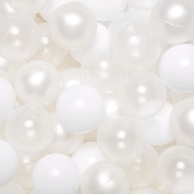 TRENDPLAY Plastic Balls for Ball Pits - Pack of 100 Hollow Balls- Safe and Exciting Playtime - Perfect for Toddler Baby Pools,Party,Festival Decoration, Pearl White+ White+ Clear