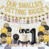 Notorious One Gold Biggie Birthday Decor Set - Hip Hop Themed Cake Topper, High Chair Banner, Photo Prop view 2