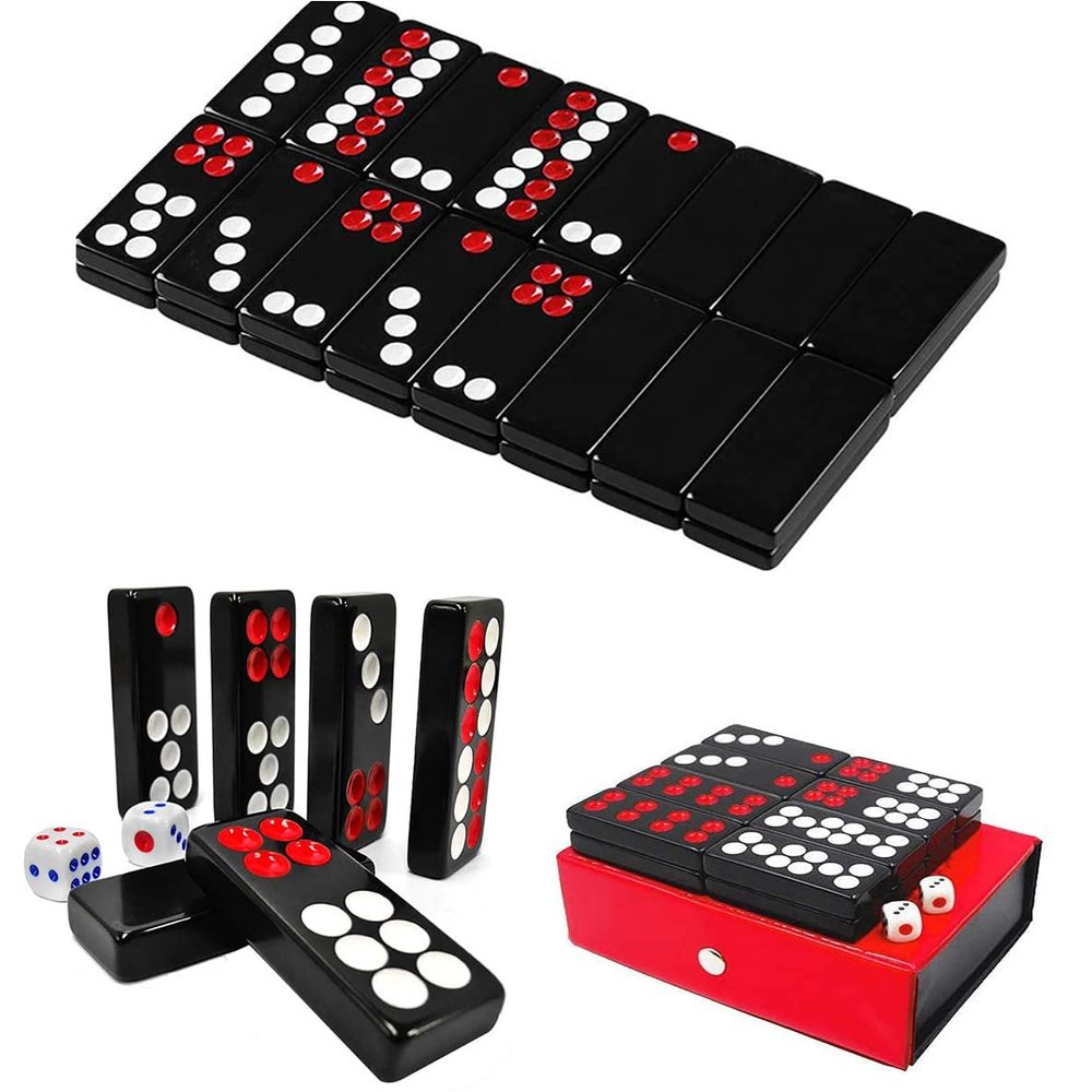 32PCS Pai Gow Tiles Game Set,Chinese Traditional Black Dominoes Pai Gow, Pai Gow Poker, Best Casino Game Party Fun Toy for Entertainemnt (28#)