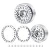 RCLIONS 1.9inch Beadlock Wheels Aluminum Rims for AXIAL SCX10 SCX10 II 90046 SCX10 III AXI03007 TRX4 1/10th RC Crawler Truck Car (Silver) view 2