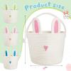 3 Pcs Easter Bunny Basket with Rabbit Ears Easter Egg Basket with Handle Woven Empty Hunt Container for Gifts Stuffer Candy Toy Storage Party Supplies, 12 x 9 Inch view 2