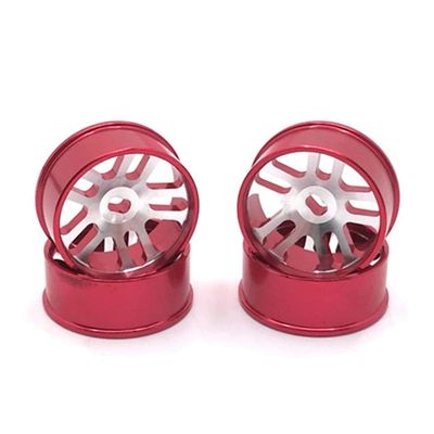 KingVal Replacement 4PCS Metal Wheel Rim Wheel Hub RC Parts Compatible with WLtoys K969 RC Car (Red)