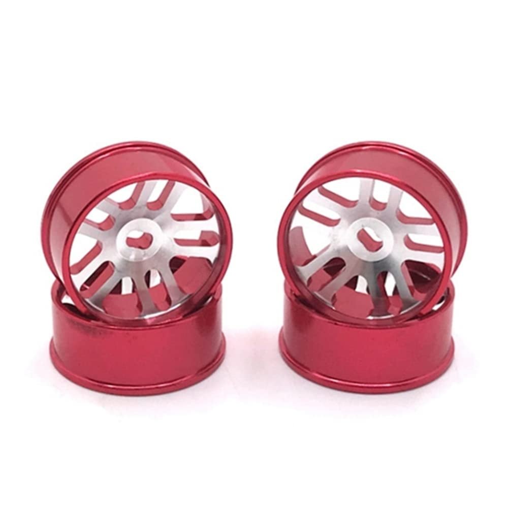KingVal Replacement 4PCS Metal Wheel Rim Wheel Hub RC Parts Compatible with WLtoys K969 RC Car (Red)