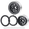 RCLIONS 1.9inch Beadlock Wheels Aluminum Rims for AXIAL SCX10 SCX10 II 90046 SCX10 III AXI03007 TRX4 1/10th RC Crawler Truck Car (Black) view 2