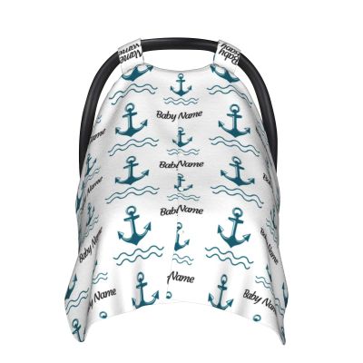 Personalized Anchor Baby Car Seat Canopy for Babies with Name, Custom Name Cover for Boys and Girls, Opening Minky Nursing Breastfeeding Cover Infant Car Seat Canopies for Newborn