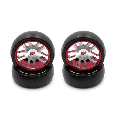 KingVal Replacement 4PCS Metal Wheel Rim Wheel Hub with Tire Tyre RC Parts Compatible with WLtoys K969 RC Car (Red)