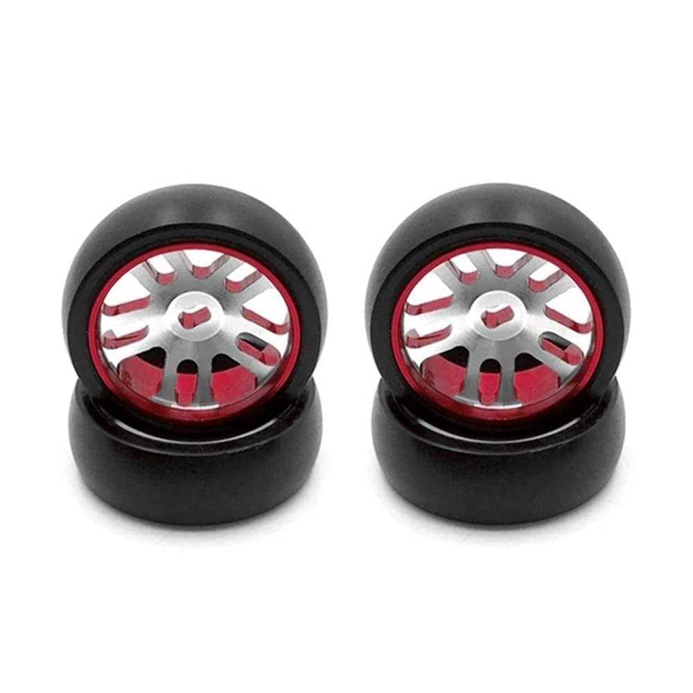 KingVal Replacement 4PCS Metal Wheel Rim Wheel Hub with Tire Tyre RC Parts Compatible with WLtoys K969 RC Car (Red)