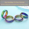 Hothink Anxiety Rings Fidget Ring for Women Spinner Rings for Anxiety 4Pcs 6MM Rainbow Titanium Steel Ring Size 5-11 (Rainbow Spinner Rings 4pcs, 10) view 3