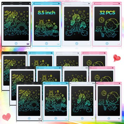 Zhehao 32 Pcs Lcd Writing Tablet for Kids Bulk 8.5 Inch Colorful Doodle Board Tablet Erasable Doodle Pad Educational Toy Birthday Valentine Easter Gift for Boys Girl Age 3-10(White, Black, Pink, Blue)