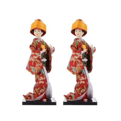 AAPIE 2 Pieces Kokeshi Doll Oriental Decor Geisha Doll Japanese Geisha Figurine Oriental Doll for House Office Decoration