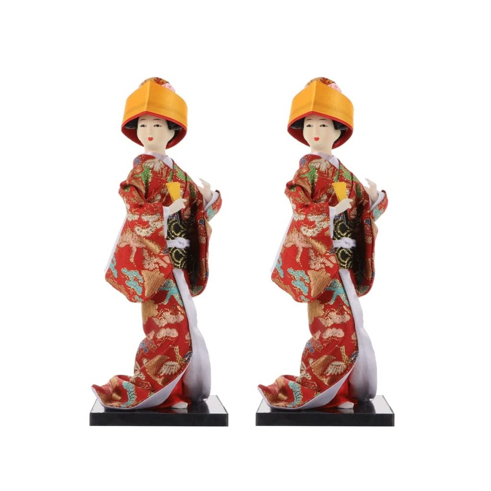 AAPIE 2 Pieces Kokeshi Doll Oriental Decor Geisha Doll Japanese Geisha Figurine Oriental Doll for House Office Decoration