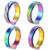 Hothink Anxiety Rings Fidget Ring for Women Spinner Rings for Anxiety 4Pcs 6MM Rainbow Titanium Steel Ring Size 5-11 (Rainbow Spinner Rings 4pcs, 6) view 1