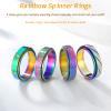 Hothink Anxiety Rings Fidget Ring for Women Spinner Rings for Anxiety 4Pcs 6MM Rainbow Titanium Steel Ring Size 5-11 (Rainbow Spinner Rings 4pcs, 6) view 4