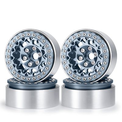 RCLIONS 1.9inch Beadlock Wheels Aluminum Rims for AXIAL SCX10 SCX10 II 90046 SCX10 III AXI03007 TRX4 1/10th RC Crawler Truck Car (Titanium)