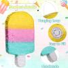 Ice Cream Piata Includes Stick Blindfold Confetti Summer Piata Ice Cream Sweet Party Supplies for Kids Birthday Party Decor, 16.1 x 7.9 x 3.2 Inches view 3