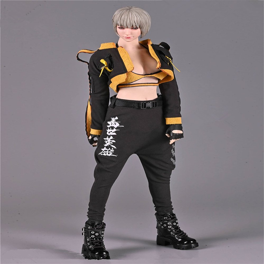 Fremego 1/6 Scale Female Clothes,Female Coat Pants Trousers Agent Costume Outfit Clothing for 12inch PH TBL JO Action Figure (Black)
