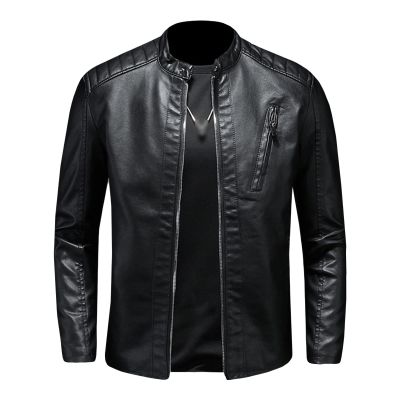 Maiyifu-GJ Men's Vintage Faux Leather Jacket PU Zip Up Stand Collar Bomber Coat Retro Warm Slim Fit Jackets Windbreaker (Black,XX-Large)