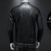 Maiyifu-GJ Men's Vintage Faux Leather Jacket PU Zip Up Stand Collar Bomber Coat Retro Warm Slim Fit Jackets Windbreaker (Black,XX-Large) view 2