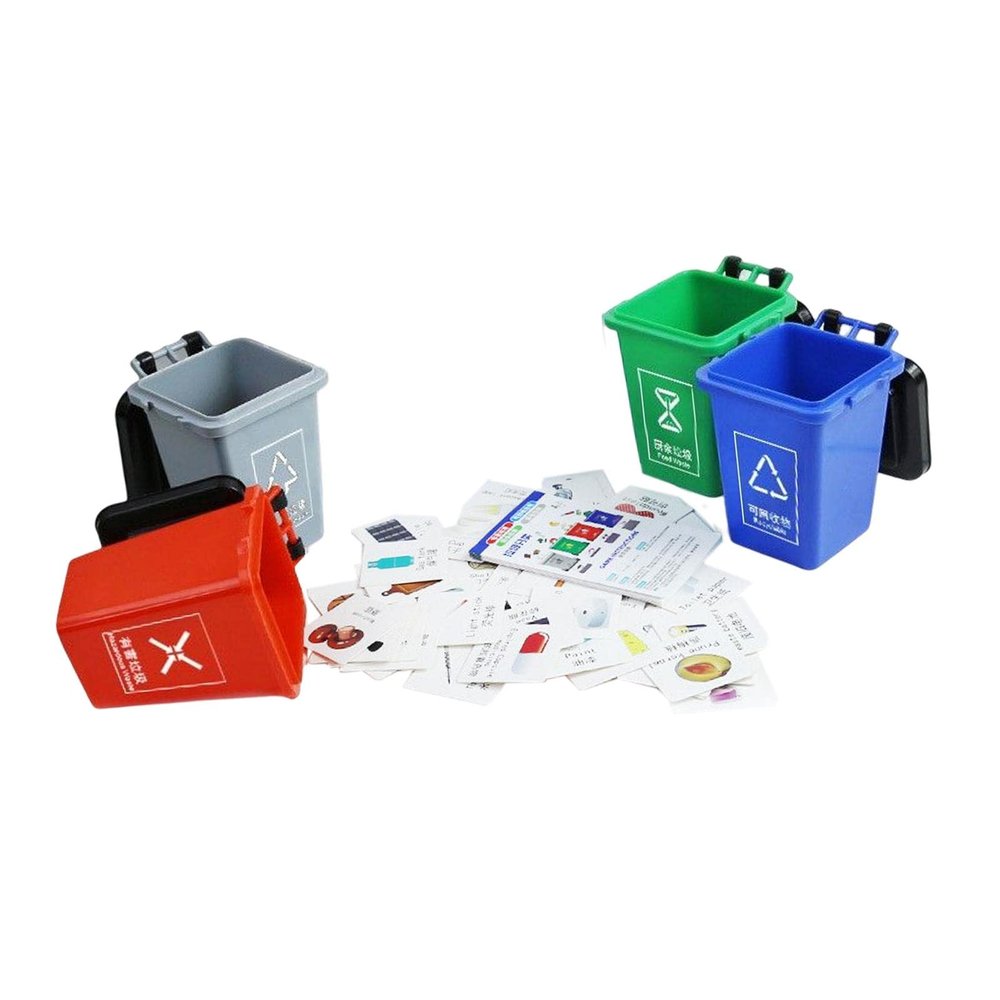 Almencla Garbage Classification Toy Tiny Early Educational Curbside Garbage Bin Recycling Toy Waste Management for Children Girls Gift Kids Toddlers, Large
