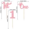 24Pcs One Cupcake Toppers Glitter 1st Birthday Cupcake Pick Decorations for Baby Shower First Birthday Party Cake Decorations Supplies Pink view 2