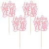 24Pcs Glitter Happy New Year Cupcake Toppers 2026 Hello 2026 Welcome to 2026 Happy New Year Cake Picks Decorations for Holiday Theme Party Supplies Rose Gold view 3