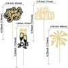 24Pcs 2026 Happy New Year Cupcake Topper Gold Glitter Hello 2026 Cupcake Toppers Cheers to 2026 Champagne Cupcake Topper Firework Cake Picks for New Year Eve Party Decor Supplies view 2