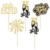 24Pcs 2026 Happy New Year Cupcake Topper Gold Glitter Hello 2026 Cupcake Toppers Cheers to 2026 Champagne Cupcake Topper Firework Cake Picks for New Year Eve Party Decor Supplies view 3