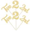 24Pcs 2nd Birthday Cupcake Toppers Glitter Second Birthday Two Cupcake Picks for Baby Shower 2nd Birthday Anniversary Party Cake Decorations Supplies Gold view 3
